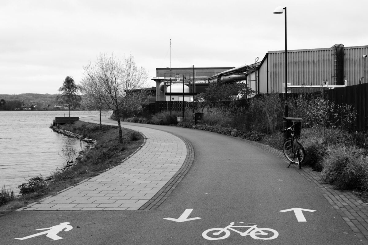 Winding walking and biking path.