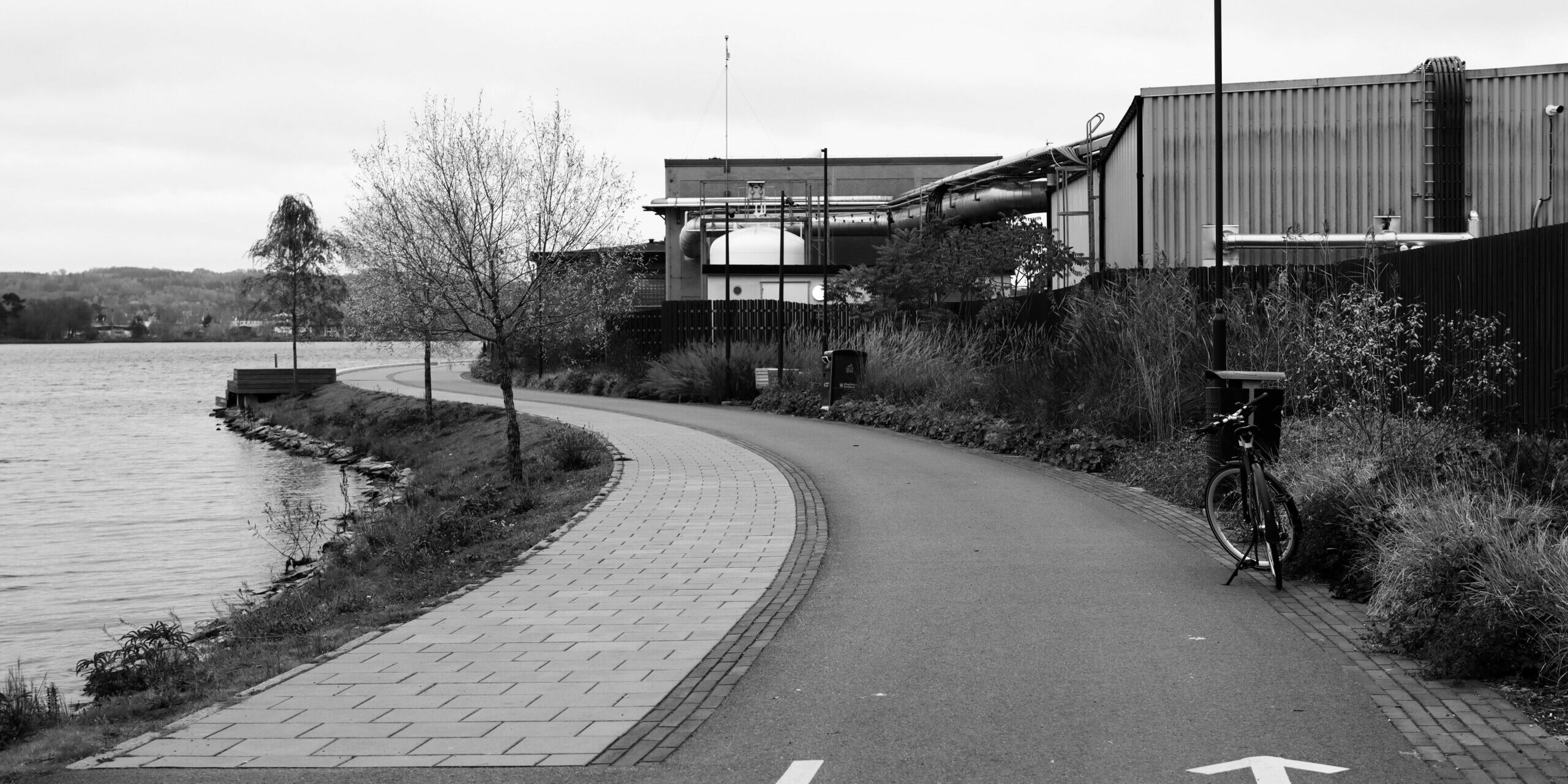 Winding walking and biking path.