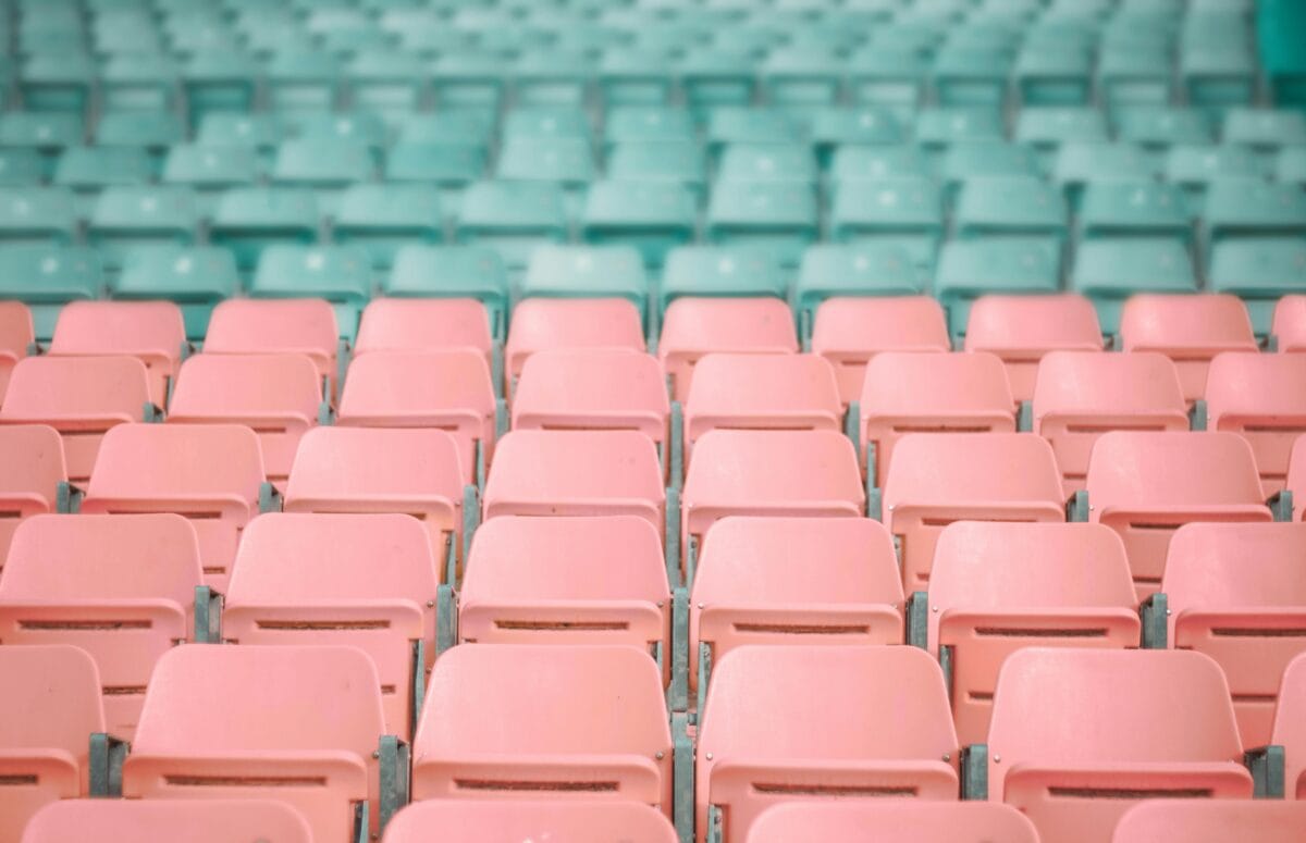 Red and green stadium seats.