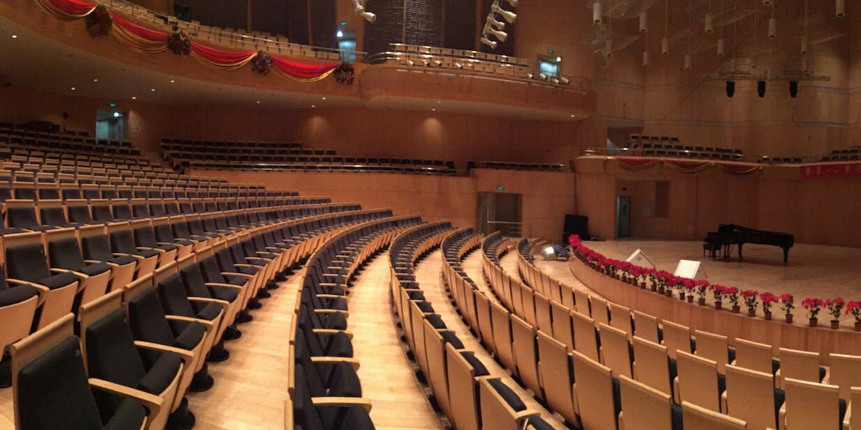 stadium with empty chairs