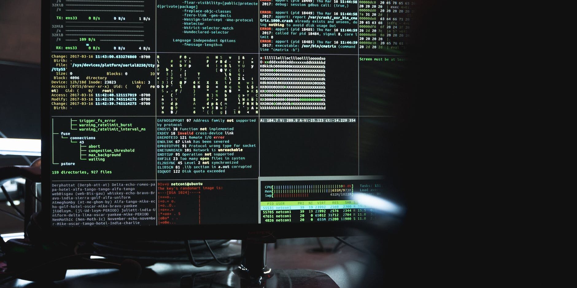 close up view of system hacking in a monitor