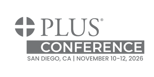 2026 PLUS Conference logo gray