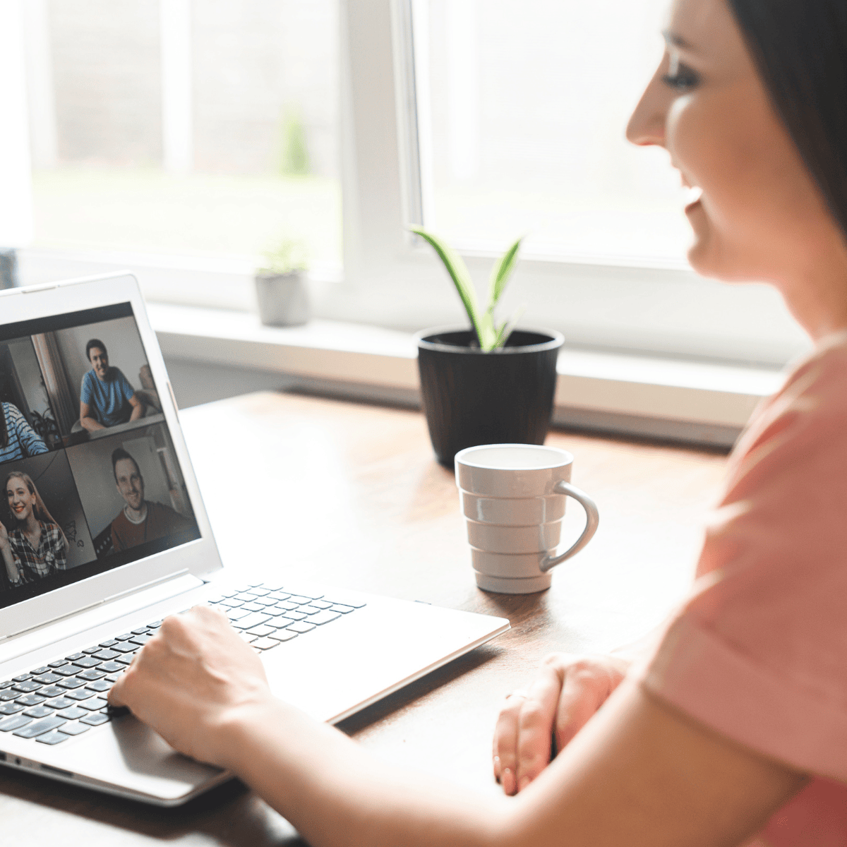 Image of a woman on a zoom call