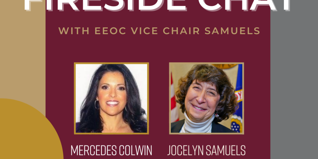 Fireside Chat promotional image with EEOC Vice Chair Samuels