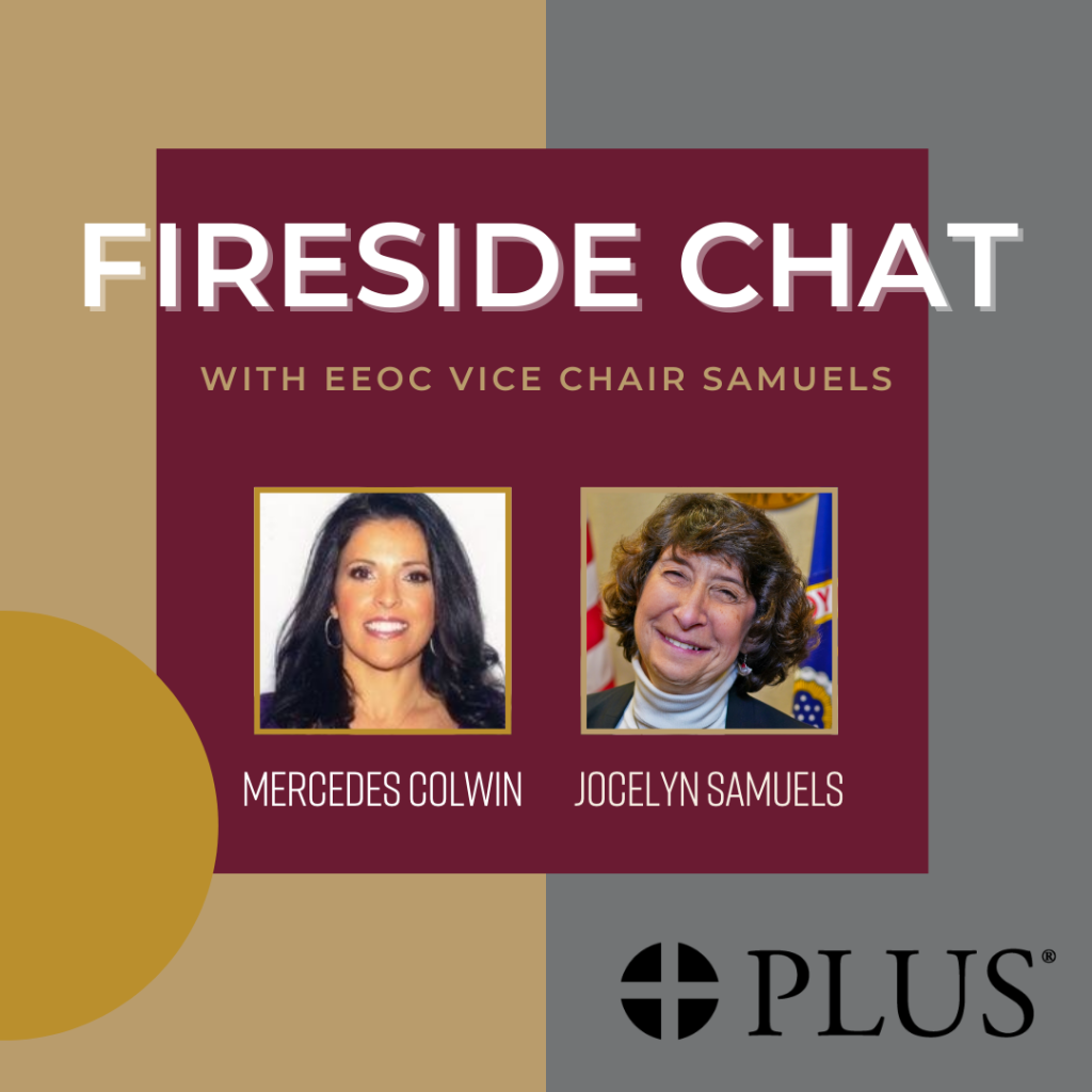 Fireside Chat promotional image with EEOC Vice Chair Samuels